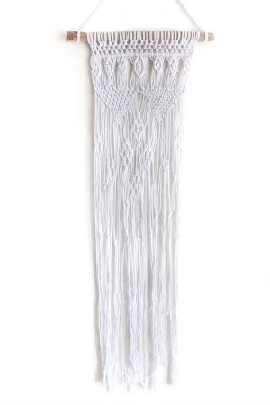Macramé záves na stenu biely