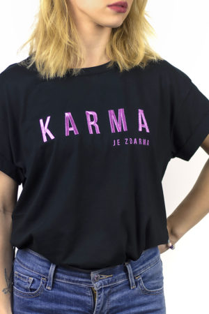 Dámske tričko Karma je zdarma čierne