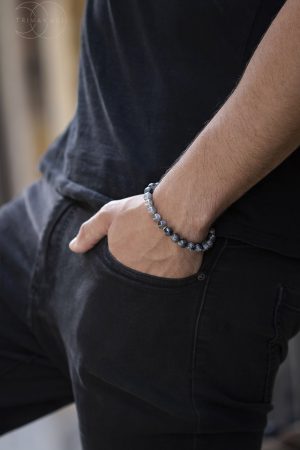 Šedý pánsky náramok