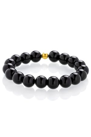Čierny obsidián - náramok gold