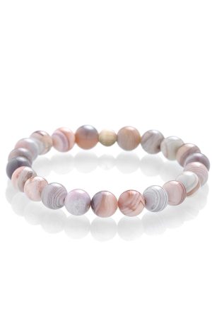 Botswanský achát ružový náramok wooden