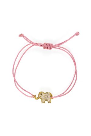 Šnúrkový náramok Slon šťastia ružový