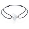 Krištáľ šnúrkový náramok - čierny/strieborny