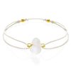 Krištáľ šnúrkový náramok - biely/zlatý
