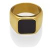Čierny onyx prsteň pre mužov - zlatý