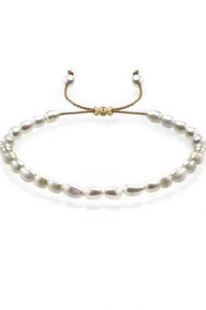 Perlový náramok na šnúrke - riečne perly