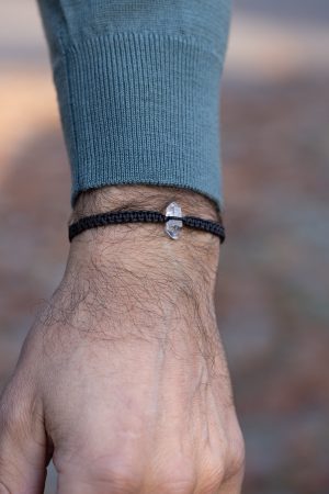 Pánsky macrame náramok s krištáľom Herkimer