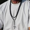 Ruženec pánsky náhrdelník Obsidián & Hematit