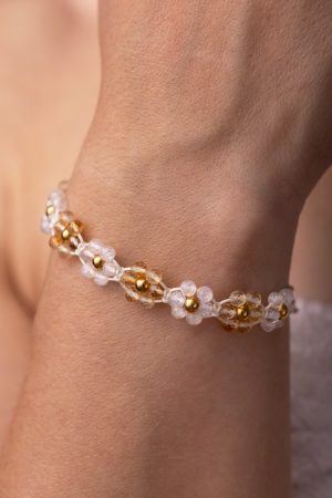 Náramok s kvetmi Citrín a Mesačný kameň – Fleur Eterna