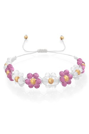 Náramok s kvetmi Ružový turmalín a Mesačný kameň – Fleur Eterna