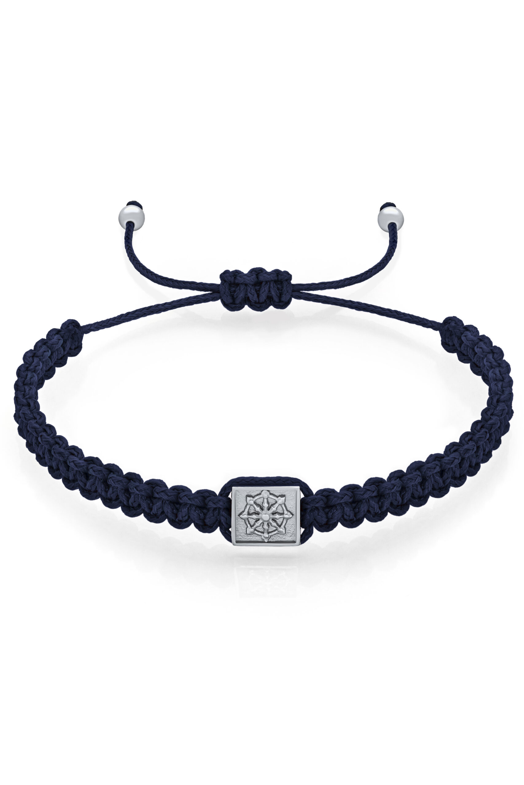 Pánsky macrame náramok so strieborným symbolom Dharma