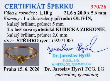 Dámsky prsteň Peridot Esmé – strieborný – Obrázok 6