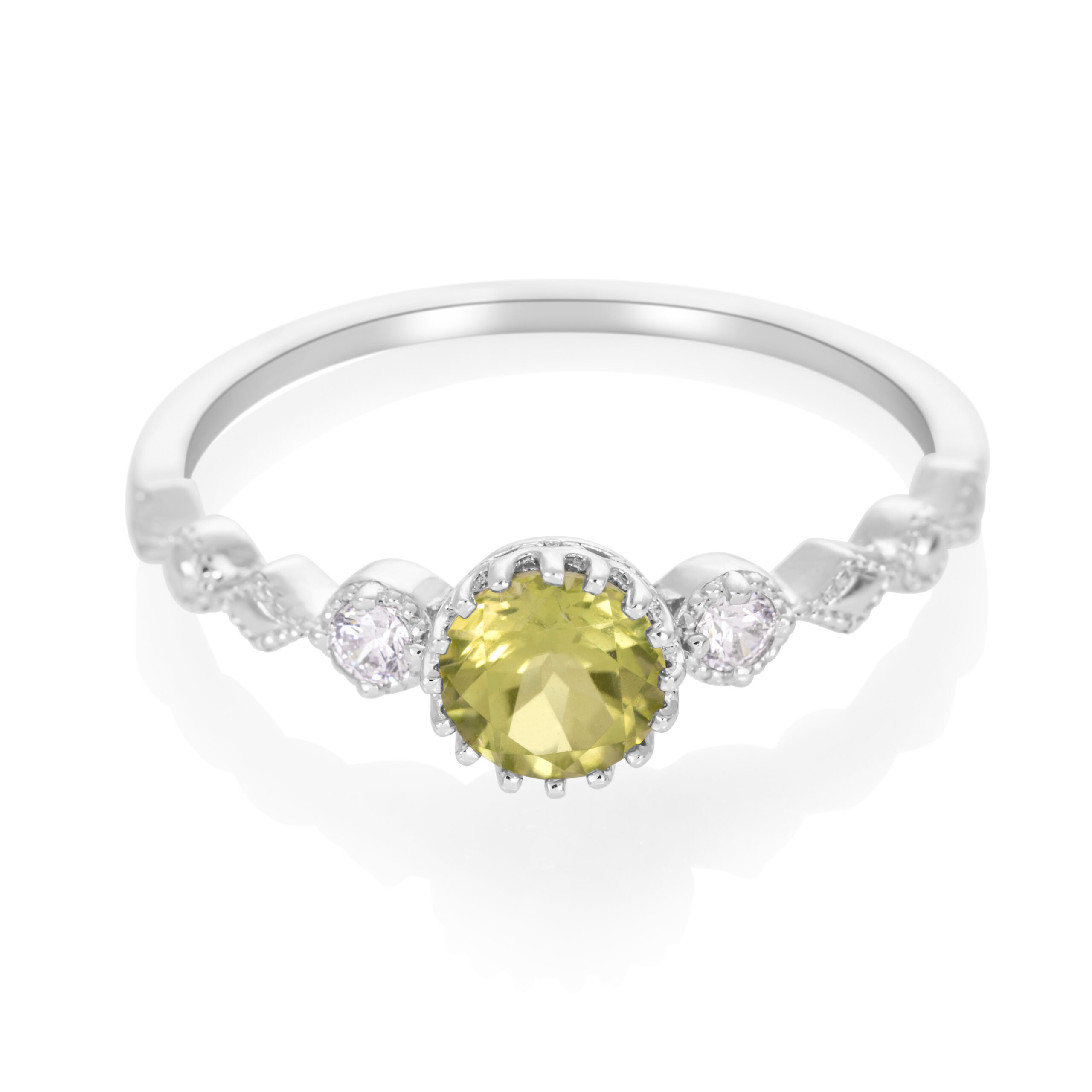 Dámsky prsteň Peridot Esmé – strieborný – Obrázok 3